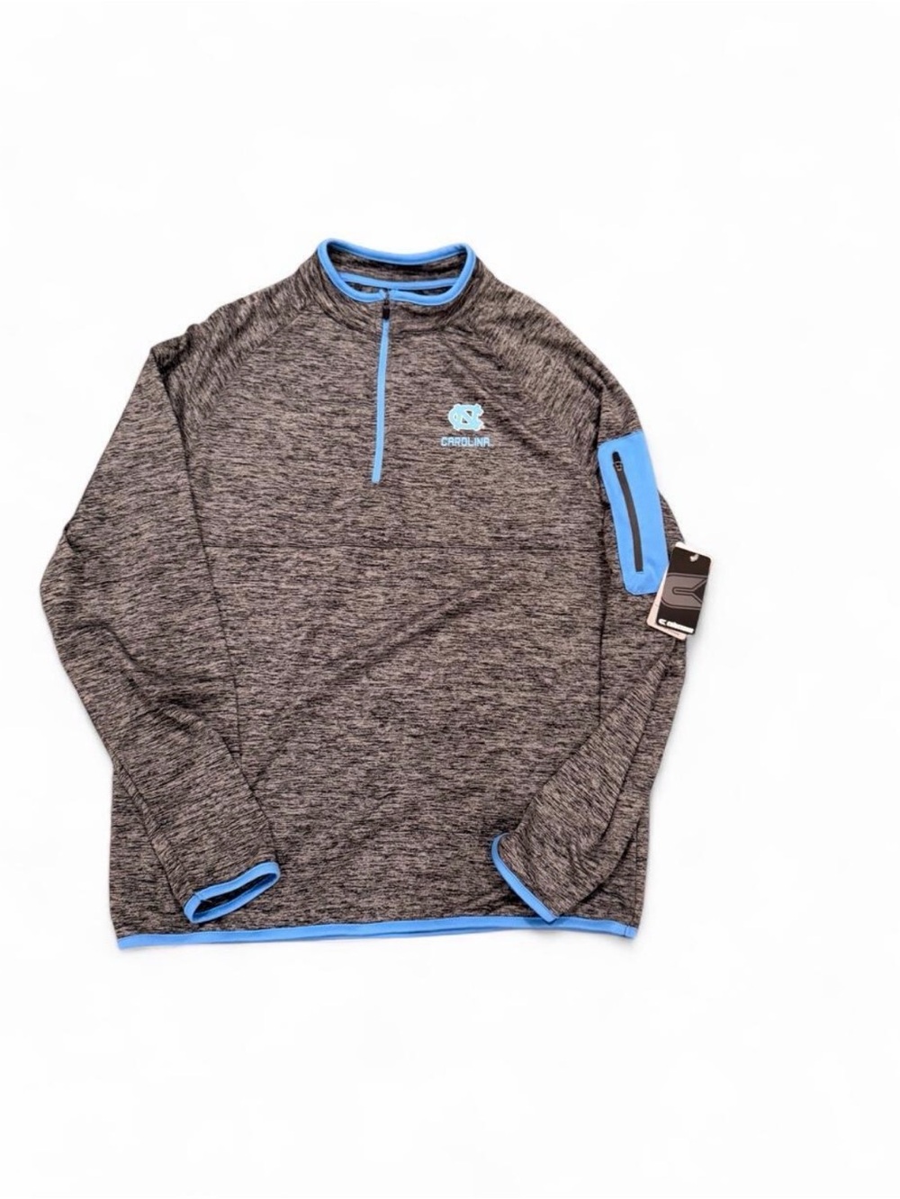 Colosseum Heathered Gray Pullover with Carolina Blue Accent
